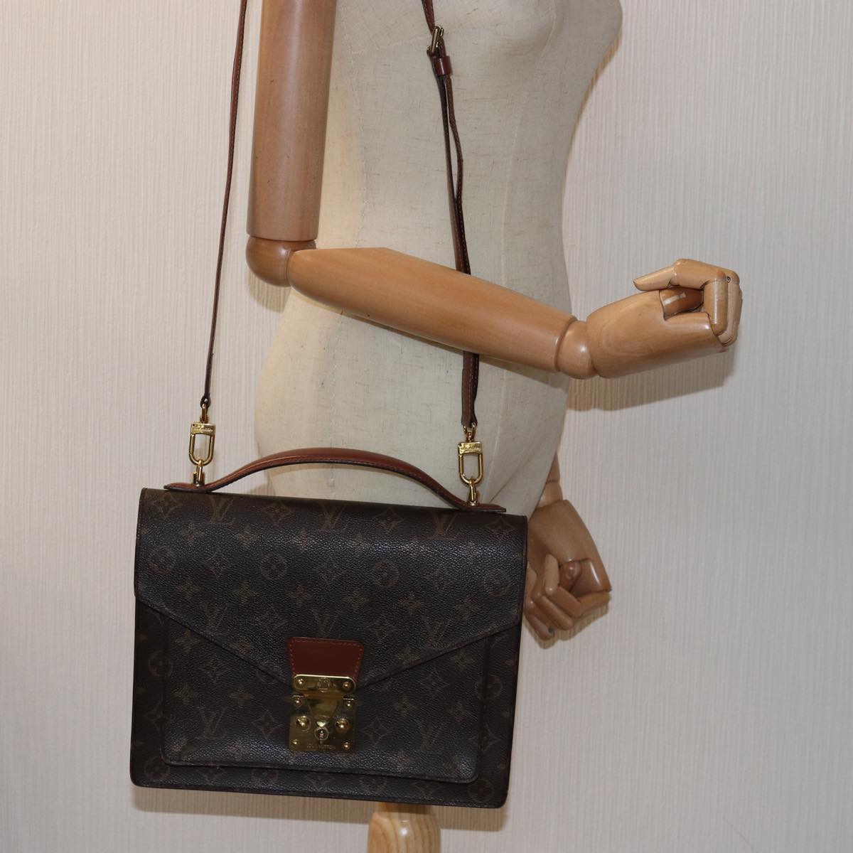 LOUIS VUITTON Monogram Monceau 28 Hand Bag 2way M51185 LV Auth 75727