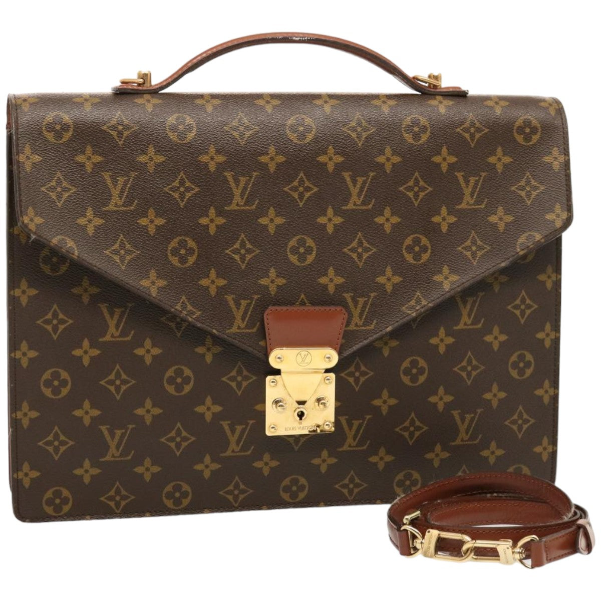 LOUIS VUITTON Monogram Porte Documents Bandouliere Bag M53338 LV Auth 75779