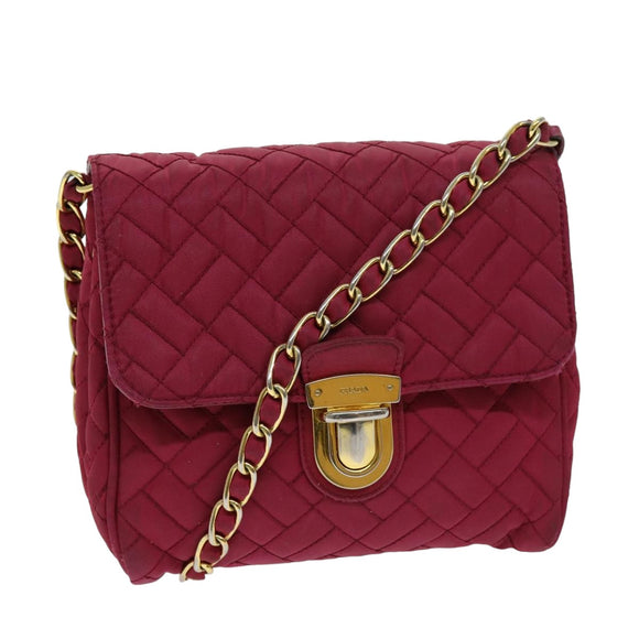 PRADA Schultertasche Kette Nylon Rosa Auth 75800