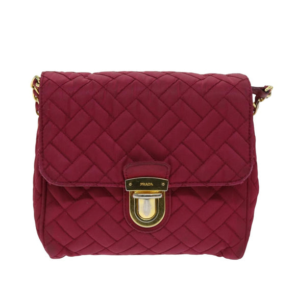 PRADA Schultertasche Kette Nylon Rosa Auth 75800