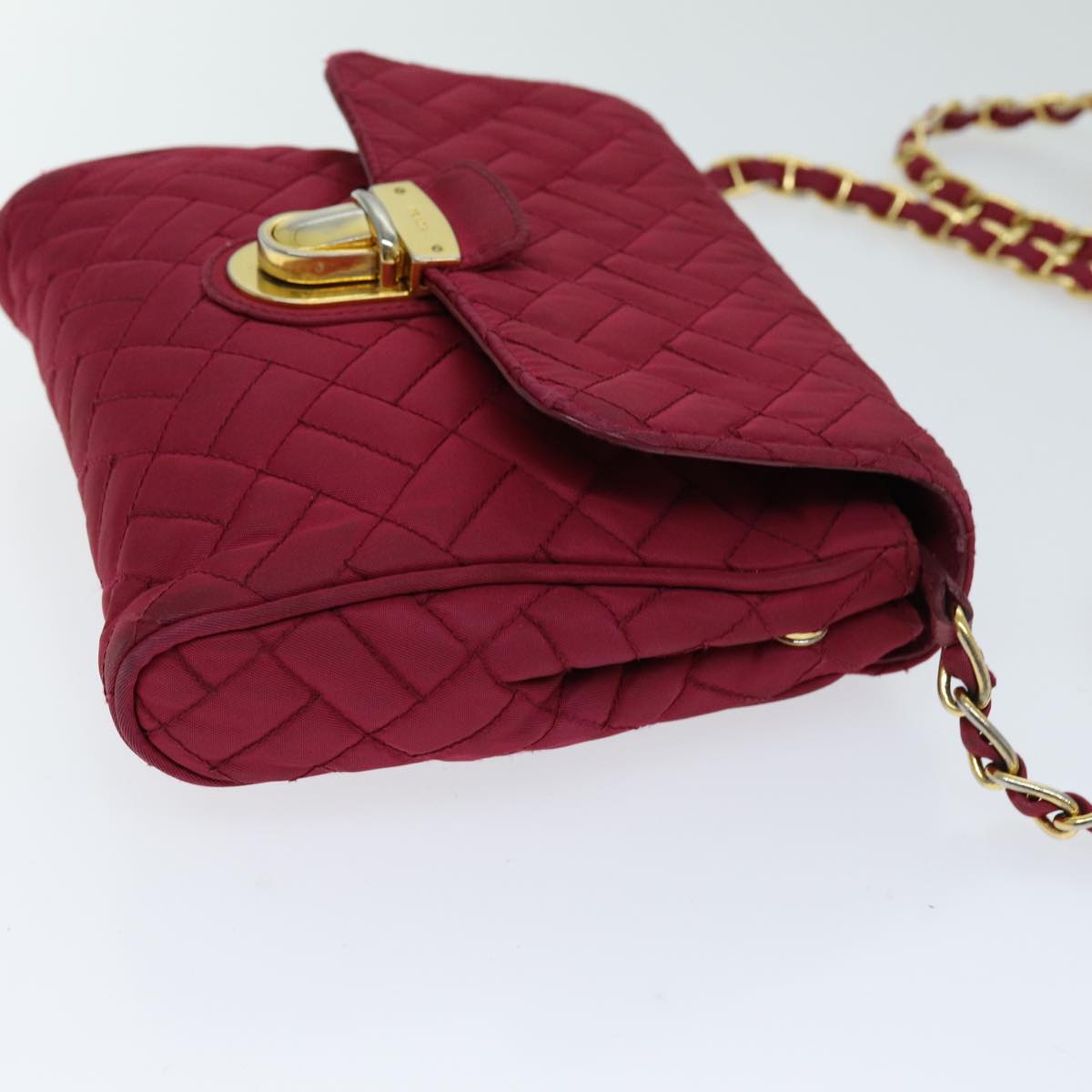 PRADA Chain Shoulder Bag Nylon Pink Auth 75800