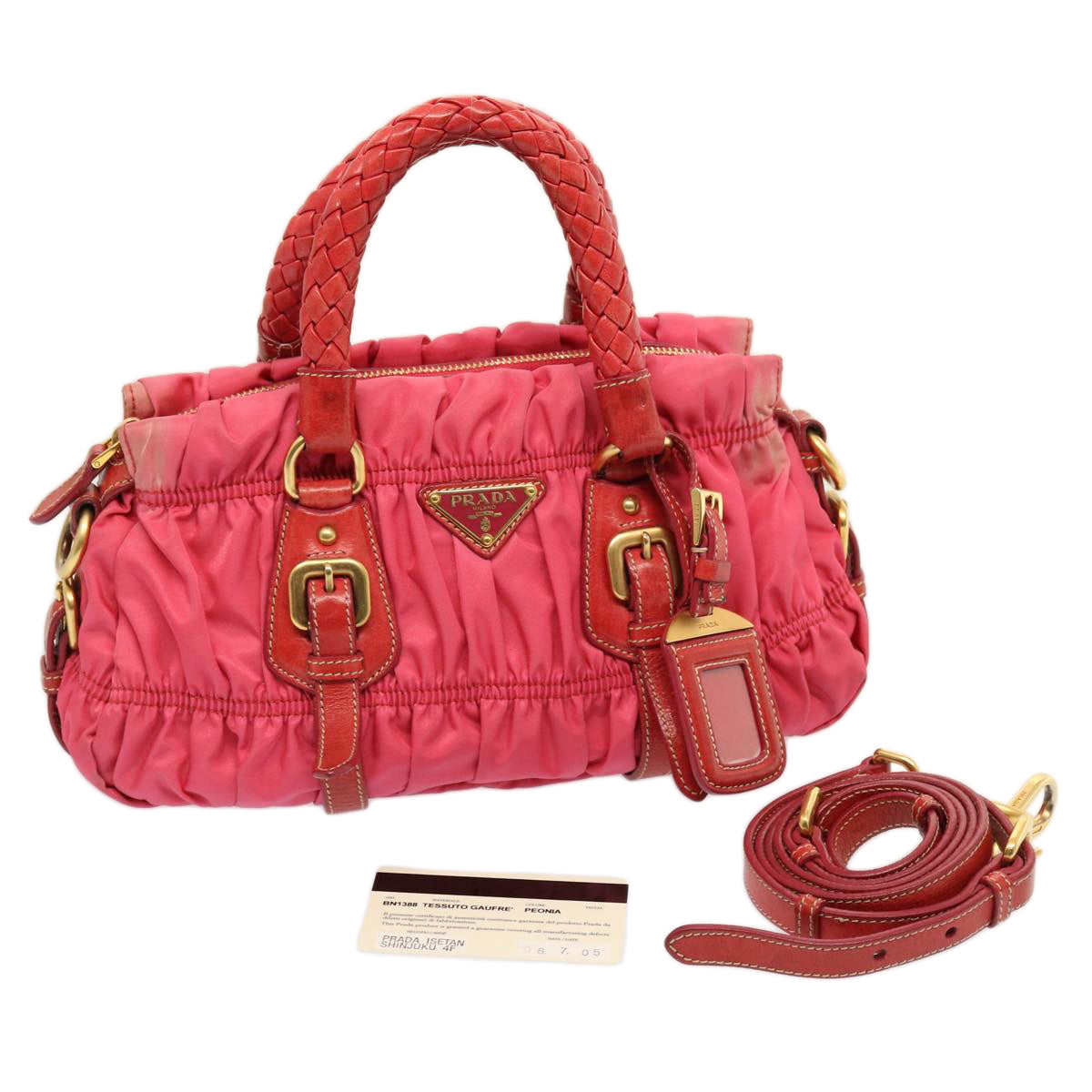 PRADA Hand Bag Nylon 2way Pink Auth 75803