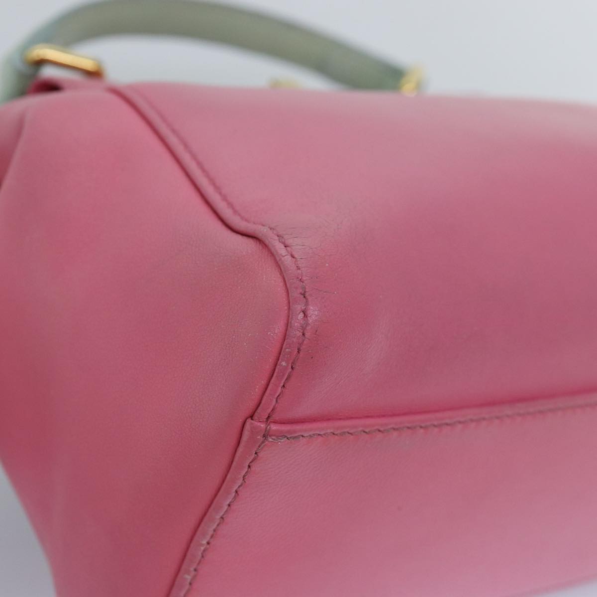 FENDI Mini Peek A Boo Hand Bag Leather 2way Pink Auth 75805