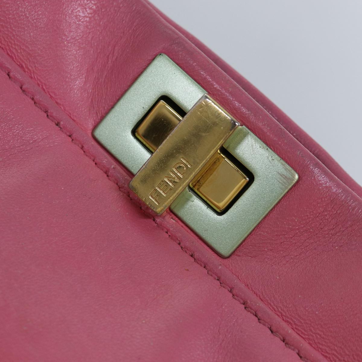 FENDI Mini Peek A Boo Hand Bag Leather 2way Pink Auth 75805