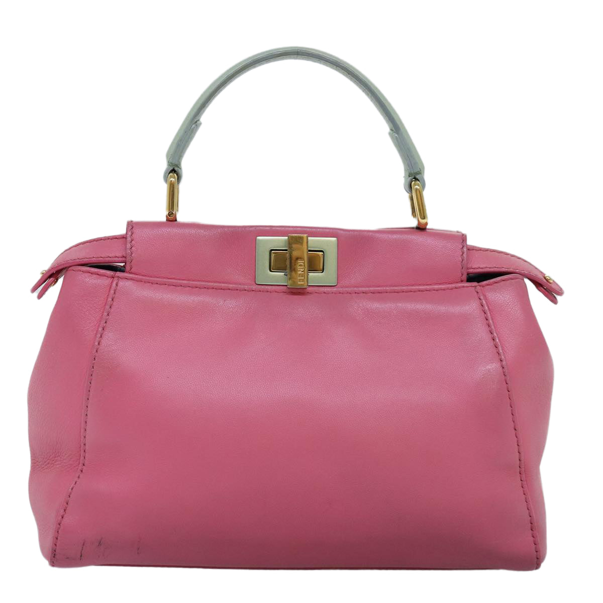 FENDI Mini Peek A Boo Hand Bag Leather 2way Pink Auth 75805 - 0