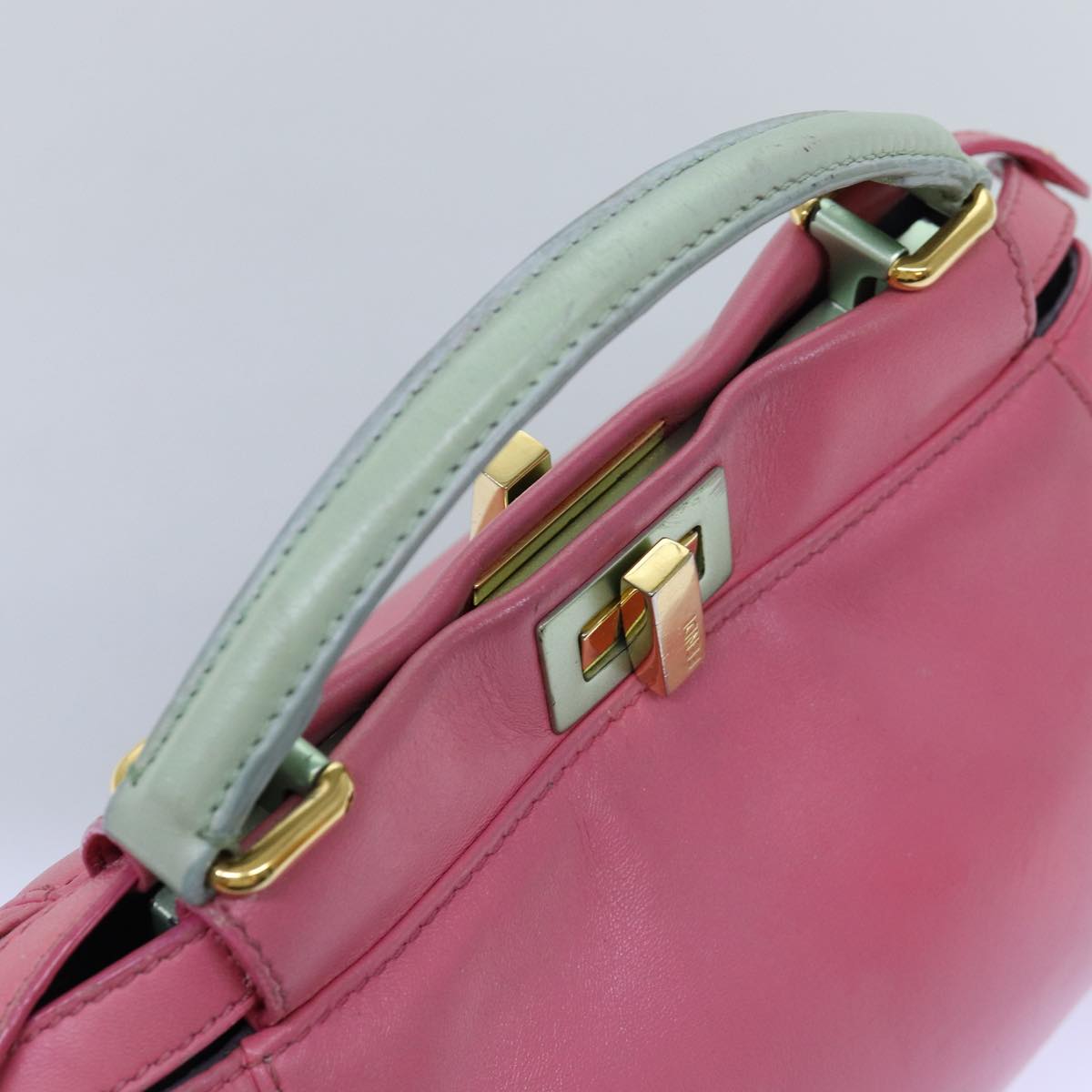 FENDI Mini Peek A Boo Hand Bag Leather 2way Pink Auth 75805