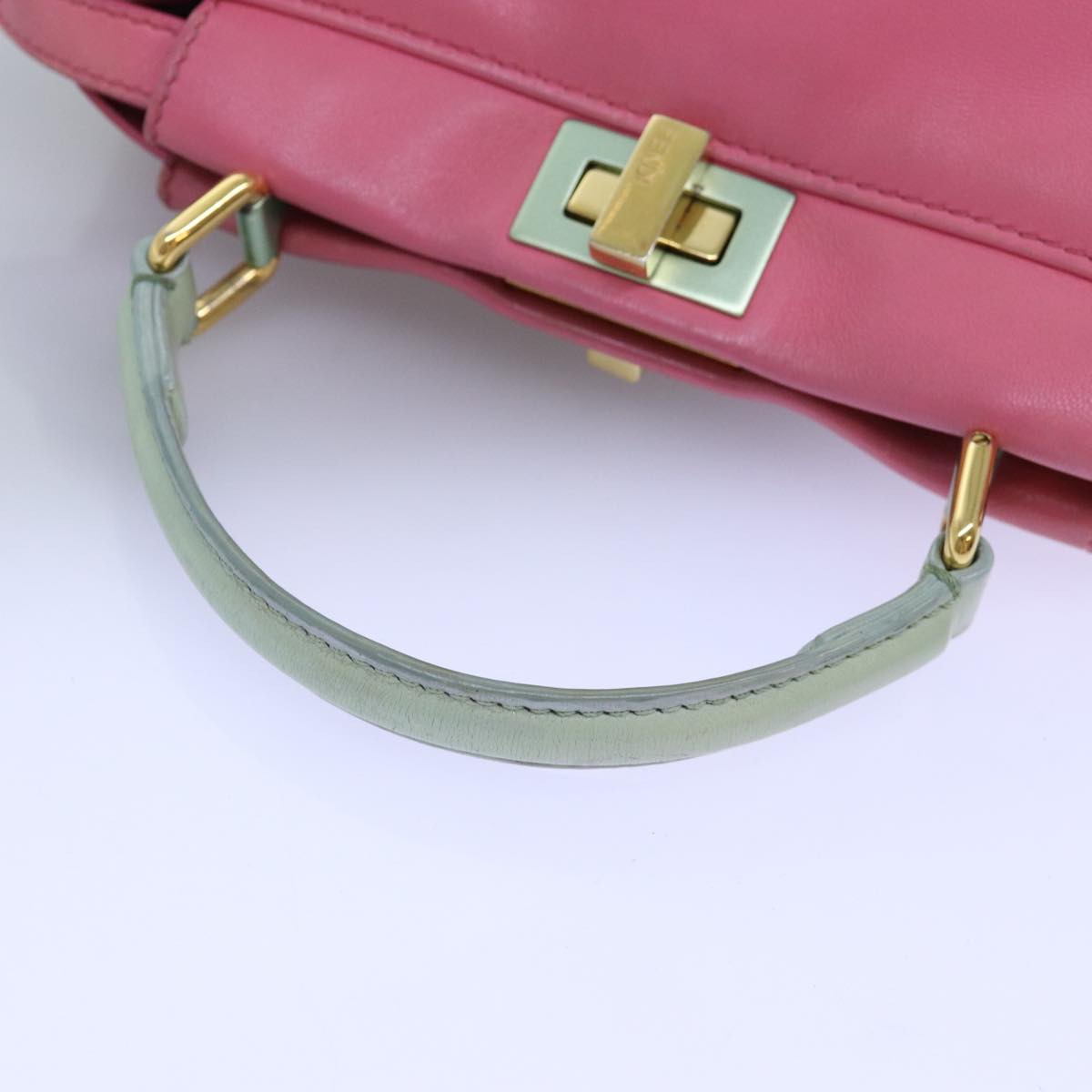 FENDI Mini Peek A Boo Hand Bag Leather 2way Pink Auth 75805