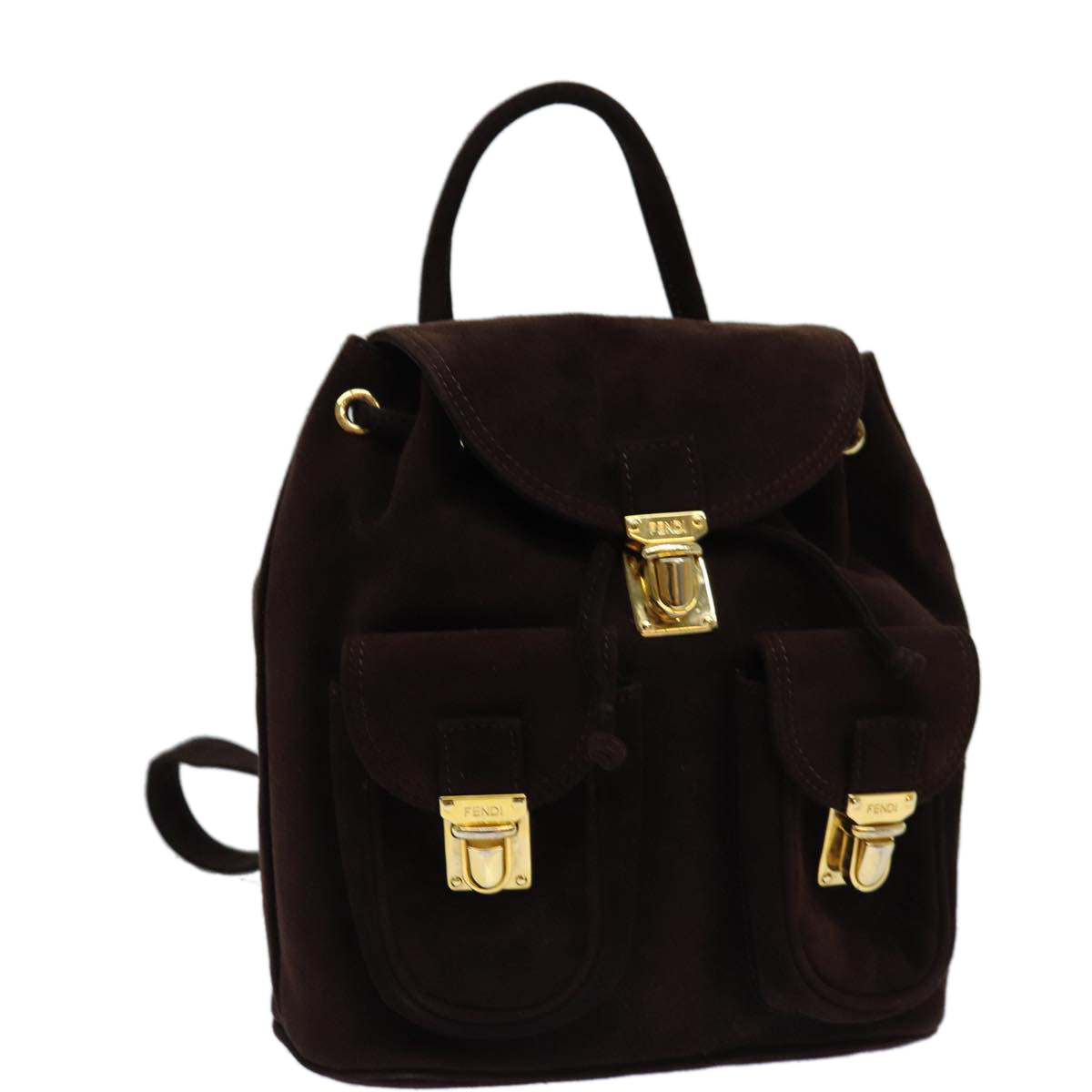 FENDI Backpack Suede Brown Auth 75806