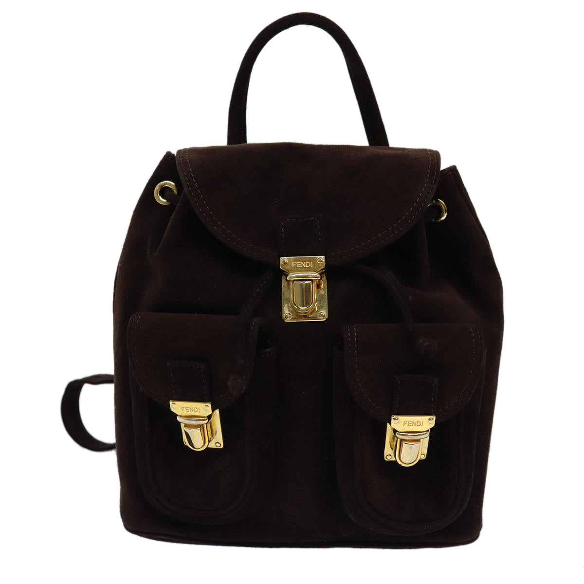 FENDI Backpack Suede Brown Auth 75806