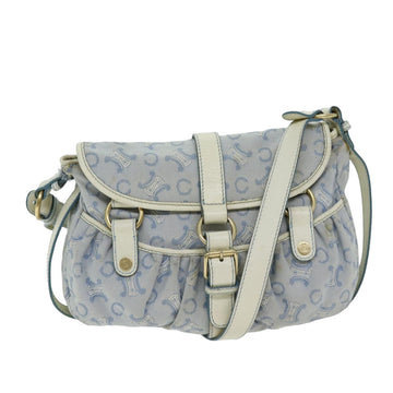 CELINE C Macadam Canvas Shoulder Bag Light Blue Auth 75808
