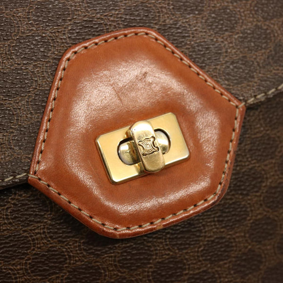CELINE Macadam Canvas Handtasche PVC 2-Wege Braun Auth 75809