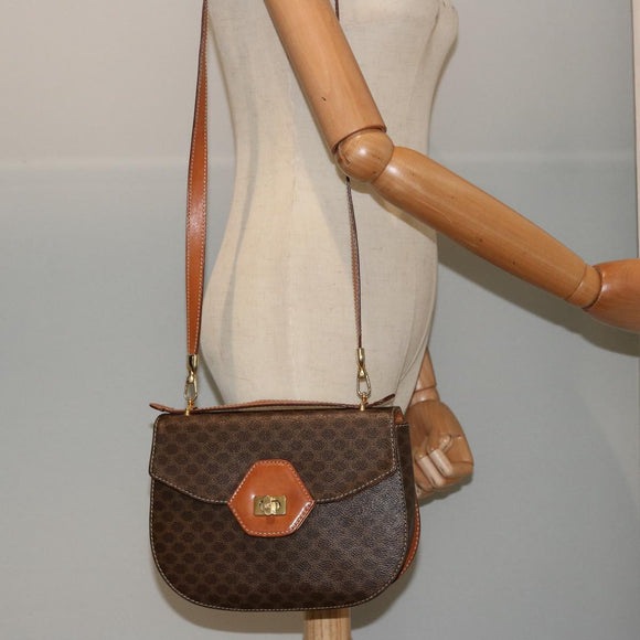 CELINE Macadam Canvas Handtasche PVC 2-Wege Braun Auth 75809