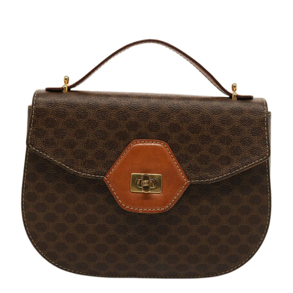 CELINE Macadam Canvas Handtasche PVC 2-Wege Braun Auth 75809