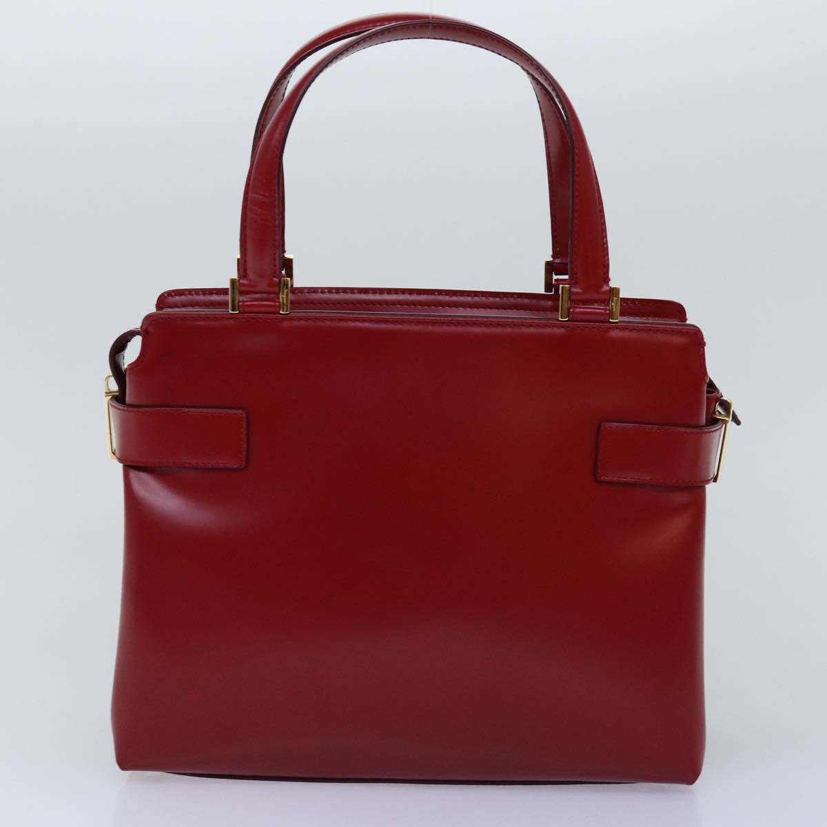 Salvatore Ferragamo Gancini Hand Bag Leather 2way Red Auth 75816