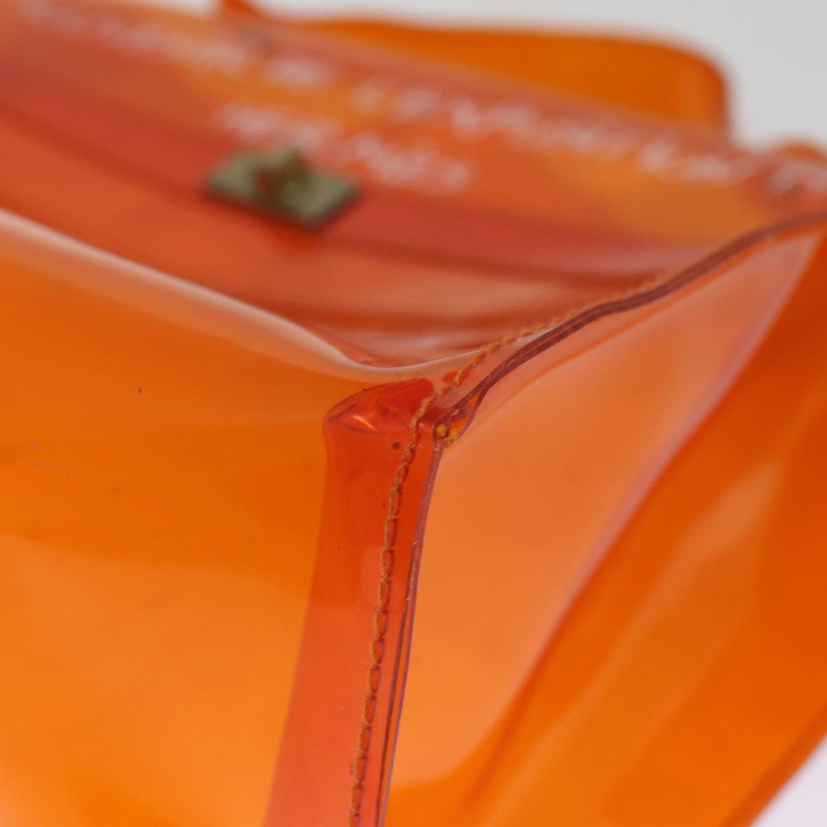 HERMES Vinyl Kelly Hand Bag Orange Auth 75820