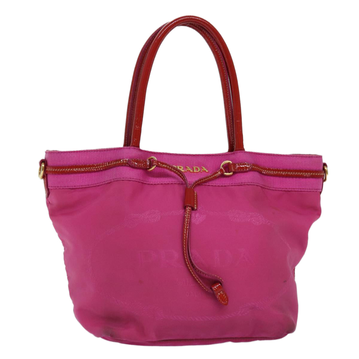 PRADA Hand Bag Nylon Pink Red Auth 75823 - 0