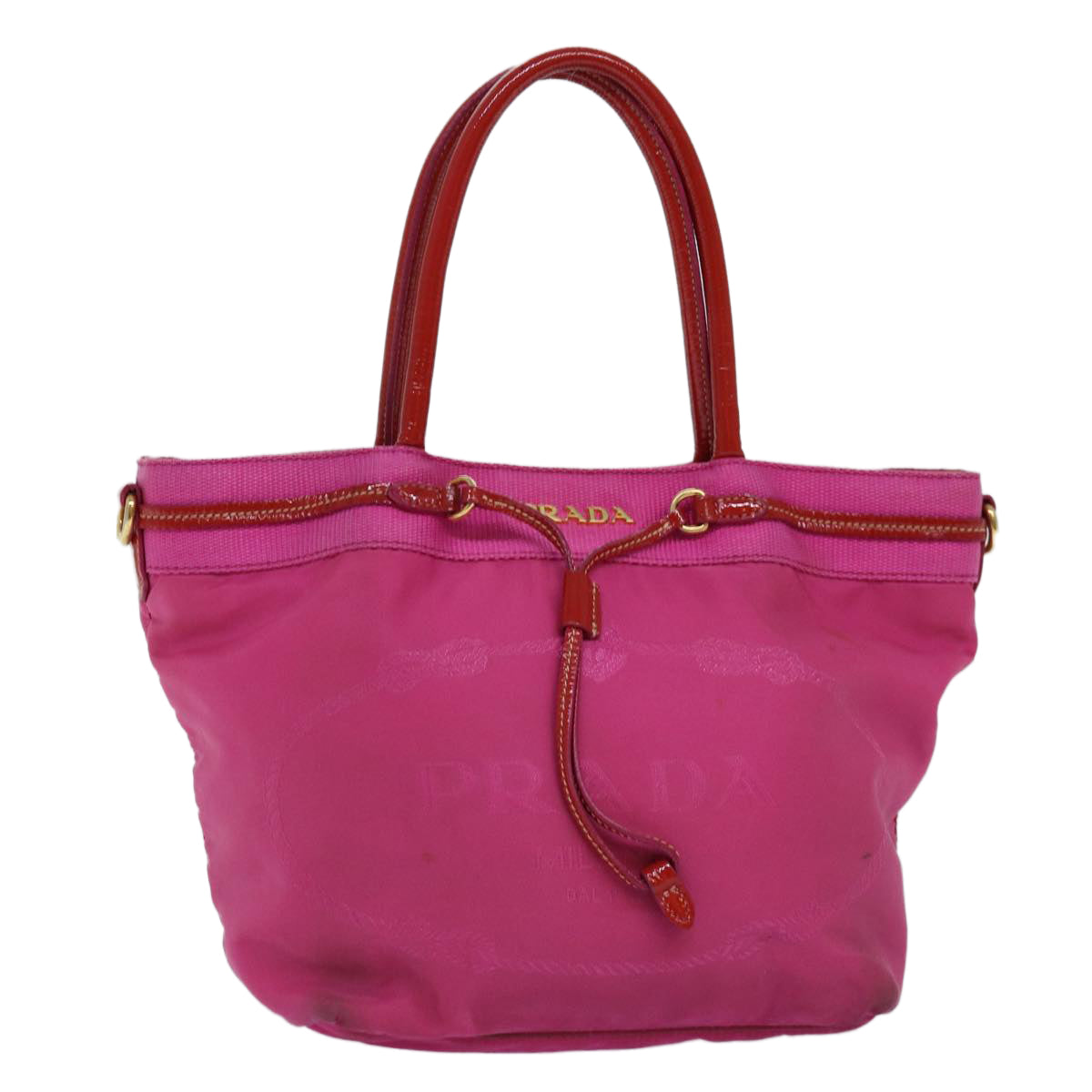 PRADA Hand Bag Nylon Pink Red Auth 75823