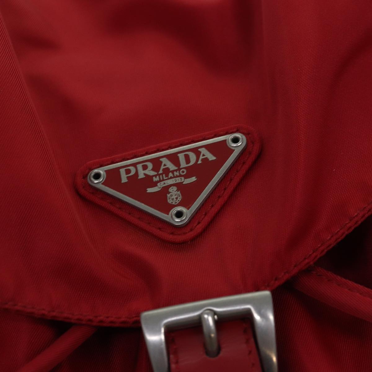 PRADA Hand Bag Nylon Red Auth 75825