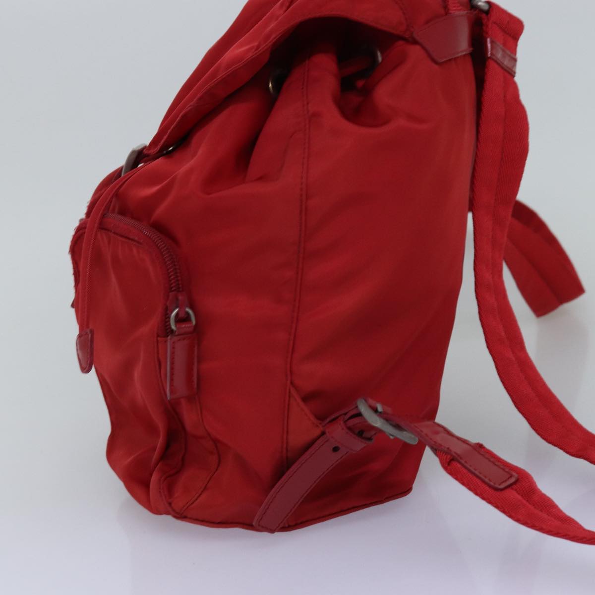 PRADA Hand Bag Nylon Red Auth 75825