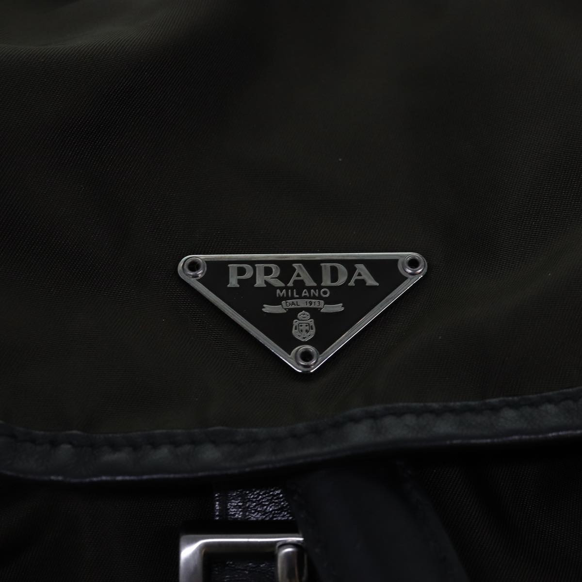 PRADA  Nylon Khaki Black Auth 75826