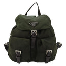 PRADA Rugzak Nylon Kaki Donkerbruin Auth 75827-13