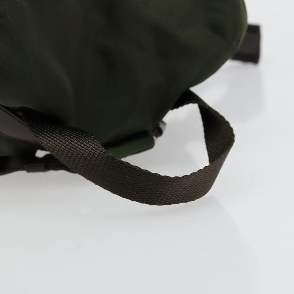 PRADA Rugzak Nylon Kaki Donkerbruin Auth 75827