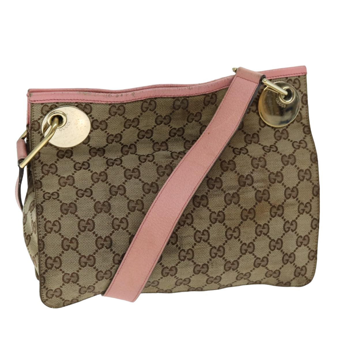 GUCCI GG Canvas Shoulder Bag Beige 120841 Auth 75829