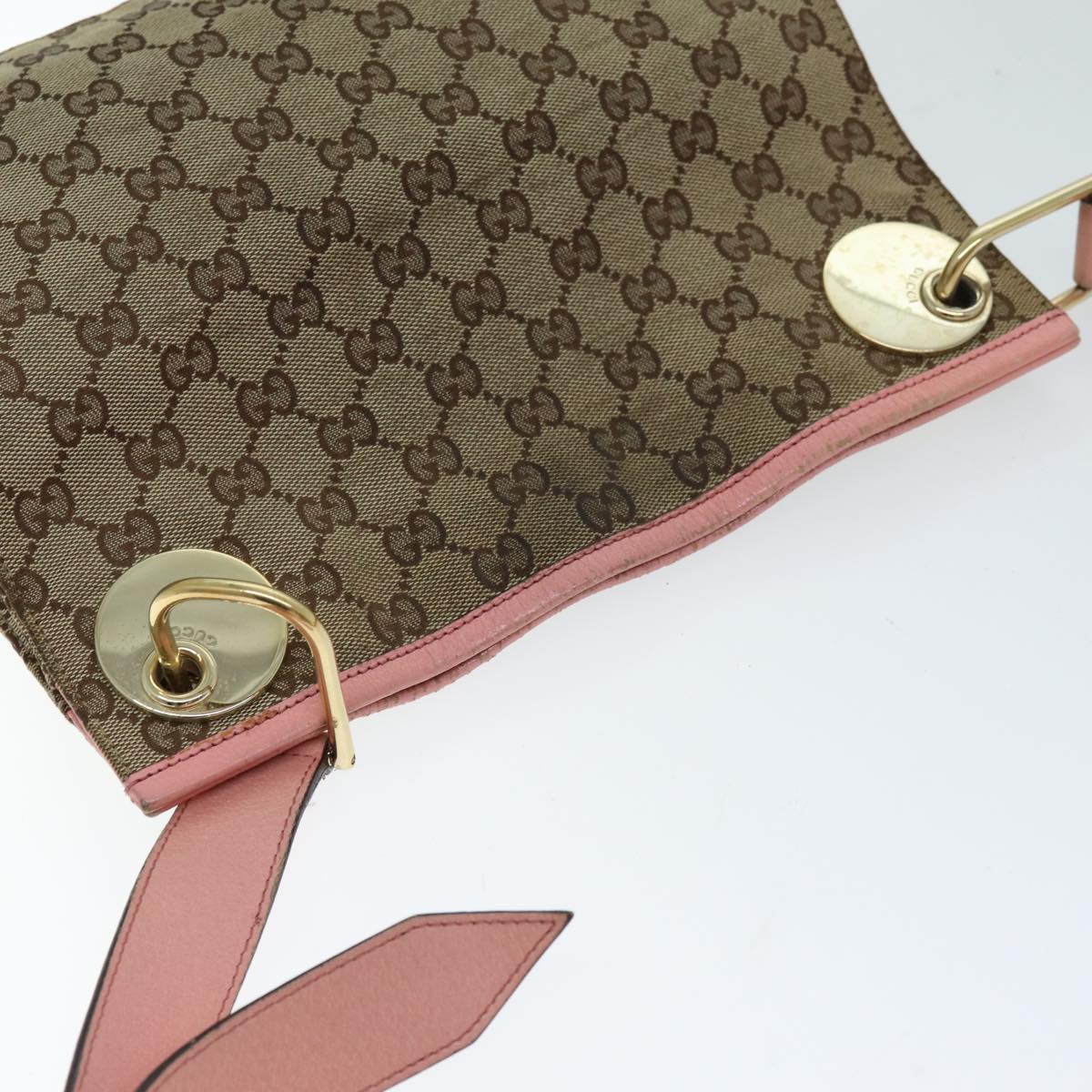 GUCCI GG Canvas Shoulder Bag Beige 120841 Auth 75829