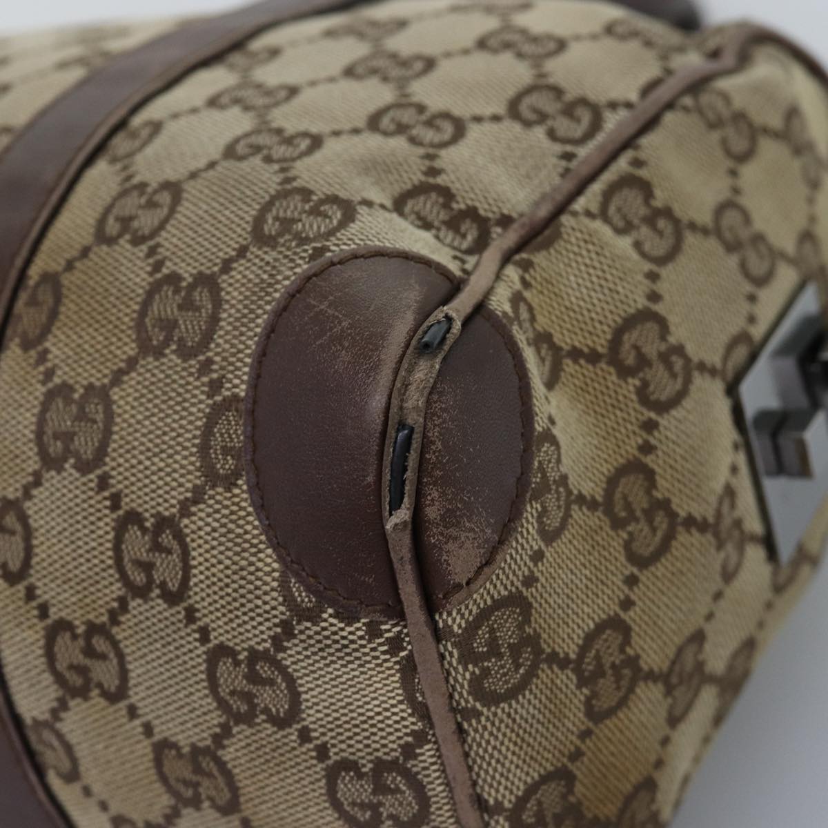 GUCCI GG Canvas Hand Bag Beige 30458 Auth 75831