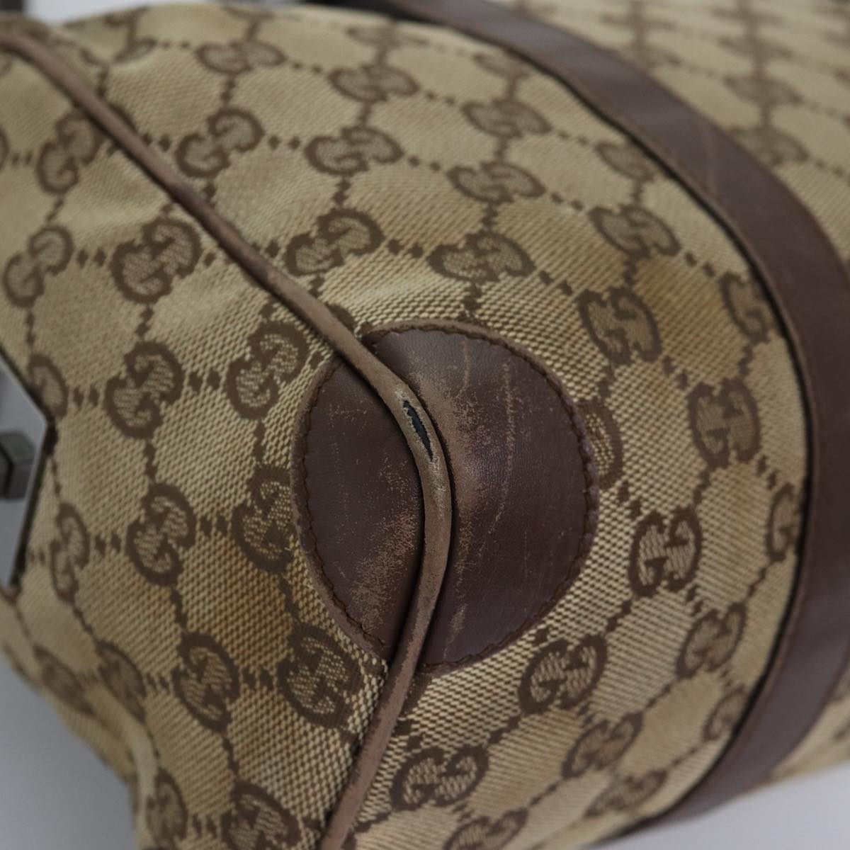 GUCCI GG Canvas Hand Bag Beige 30458 Auth 75831