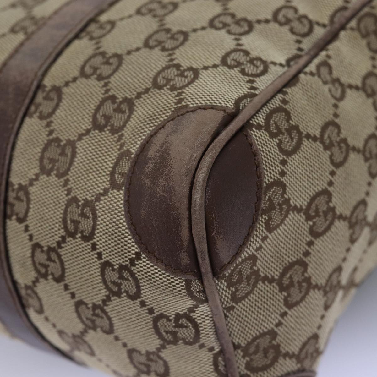 GUCCI GG Canvas Hand Bag Beige 30458 Auth 75831