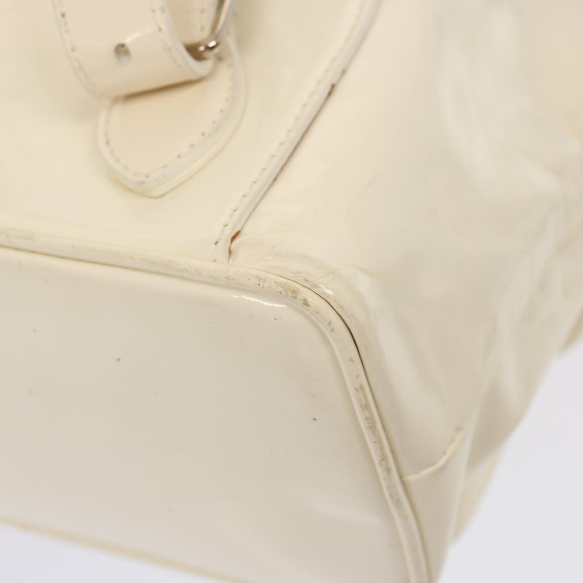 GUCCI Bamboo Backpack Patent leather White 003 2058 0016 5 Auth 75834