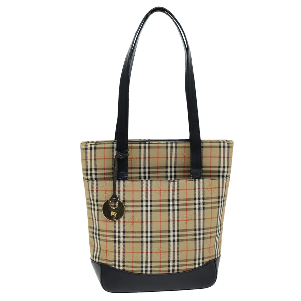 BURBERRY Nova Check Tote Bag Canvas Beige Black Auth 75838