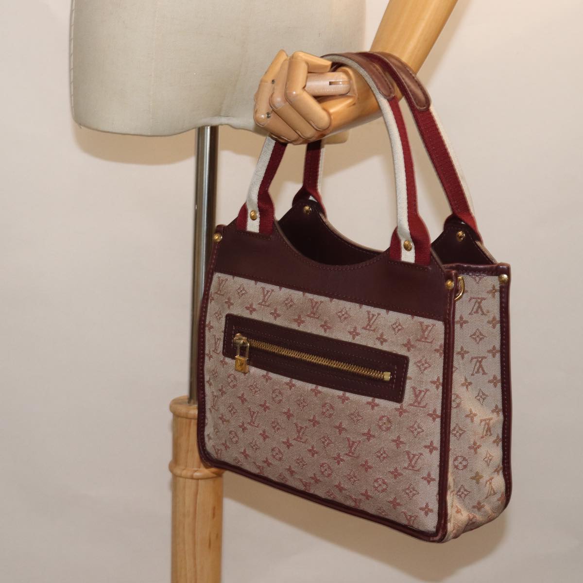 LOUIS VUITTON Monogram Mini Suck Catlin Hand Bag Cherry M92326 LV Auth 75843