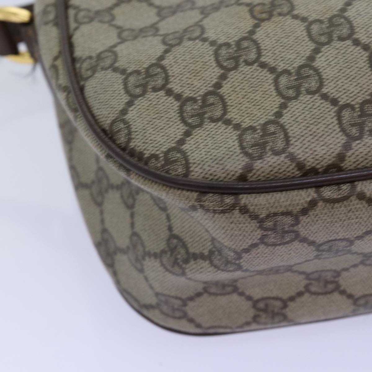 GUCCI GG Supreme Web Sherry Line Shoulder Bag PVC Beige 164 02 077 Auth 75883