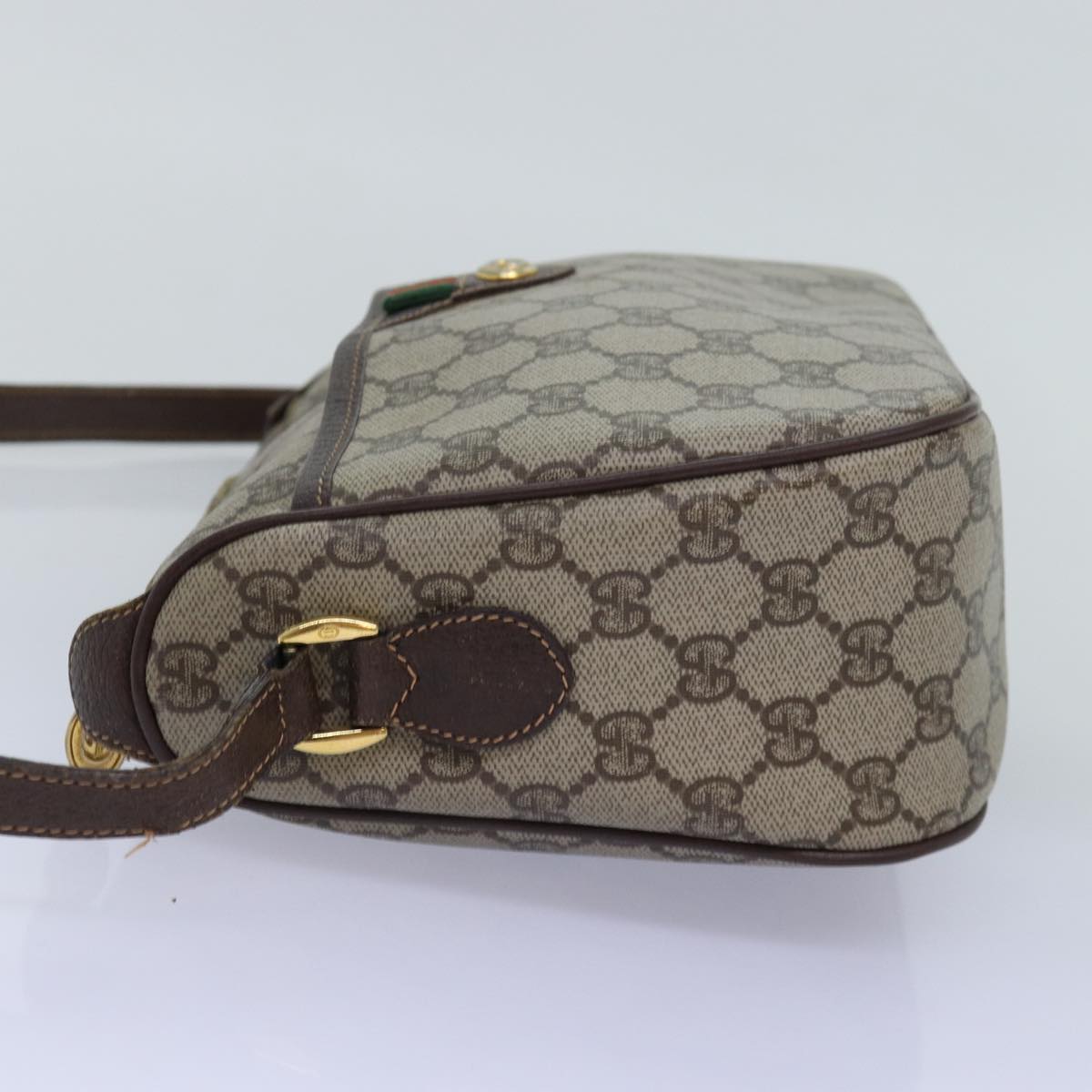 GUCCI GG Supreme Web Sherry Line Shoulder Bag PVC Beige 164 02 077 Auth 75883