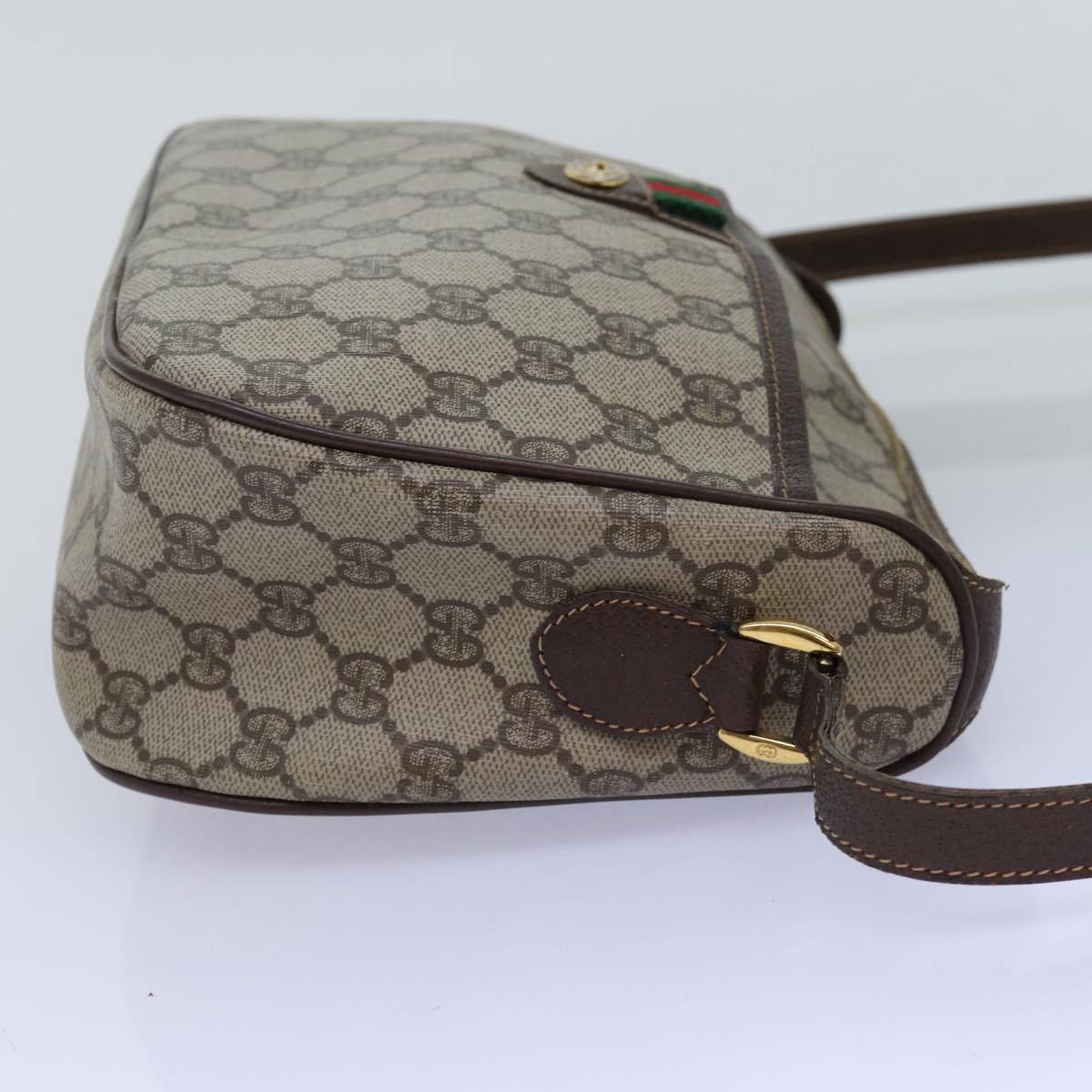 GUCCI GG Supreme Web Sherry Line Shoulder Bag PVC Beige 164 02 077 Auth 75883