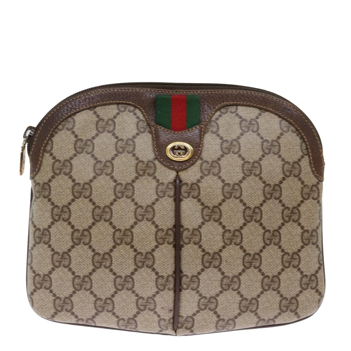 GUCCI GG Supreme Web Sherry Line Shoulder Bag PVC Beige 904 02 047 Auth 75884 - 0