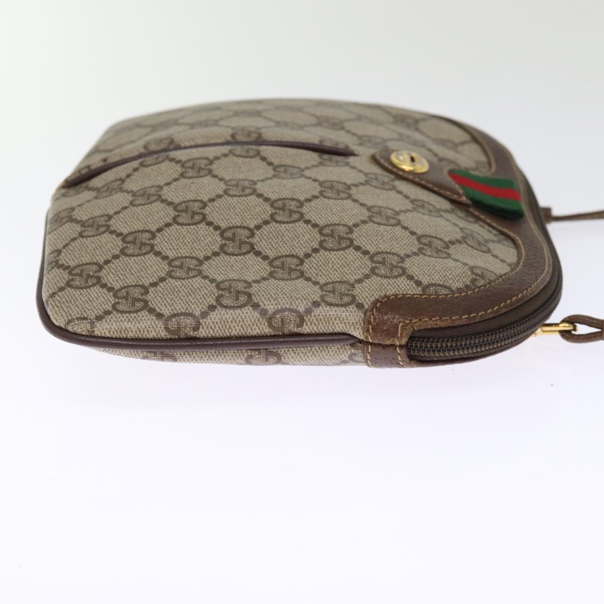 GUCCI GG Supreme Web Sherry Line Shoulder Bag PVC Beige 904 02 047 Auth 75884