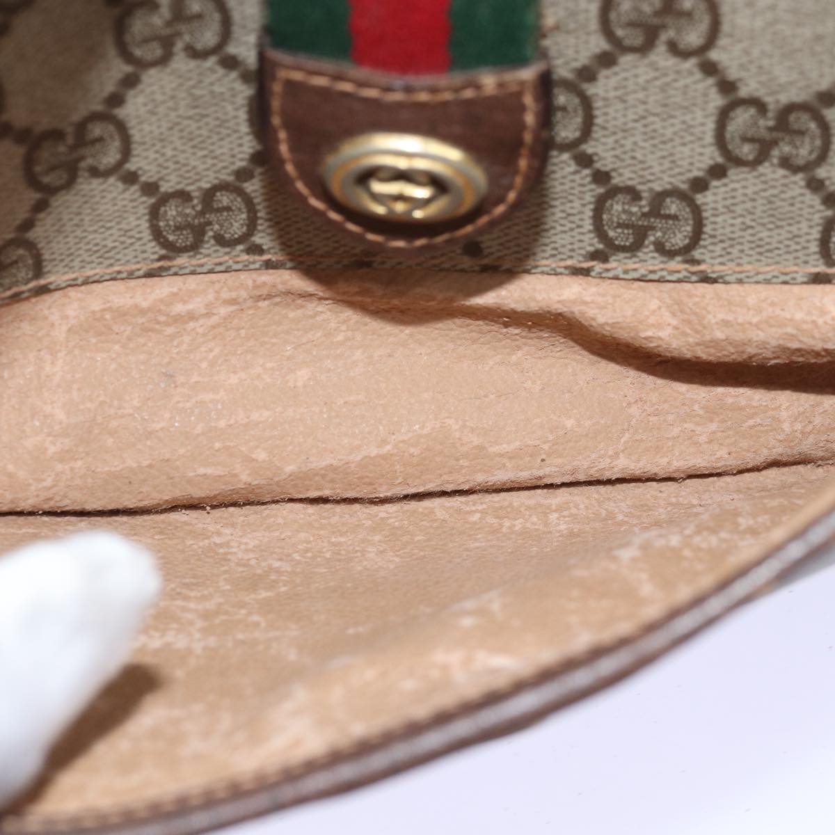 GUCCI GG Supreme Web Sherry Line Shoulder Bag PVC Beige 89 02 032 Auth 75885