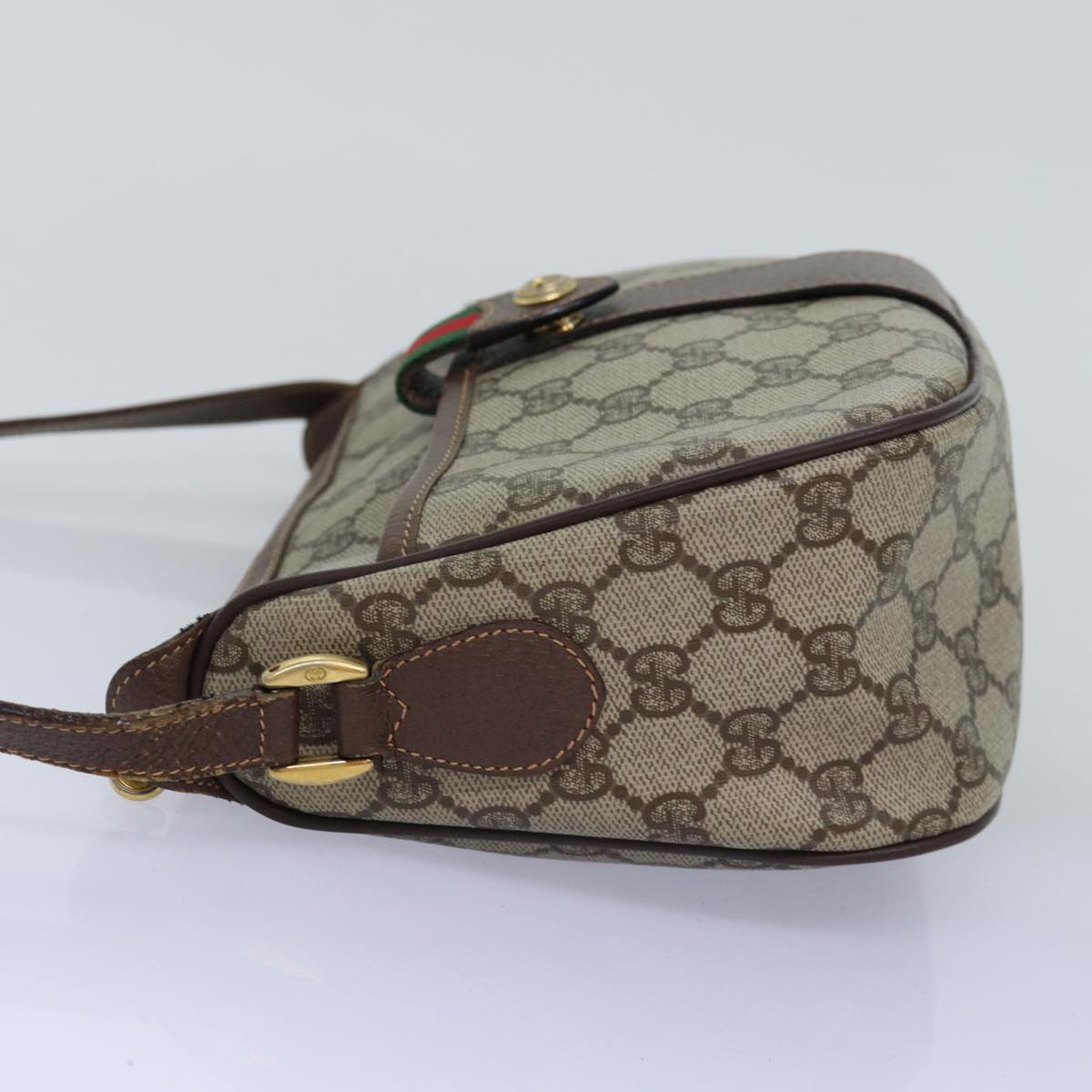 GUCCI GG Supreme Web Sherry Line Shoulder Bag PVC Beige 89 02 032 Auth 75885