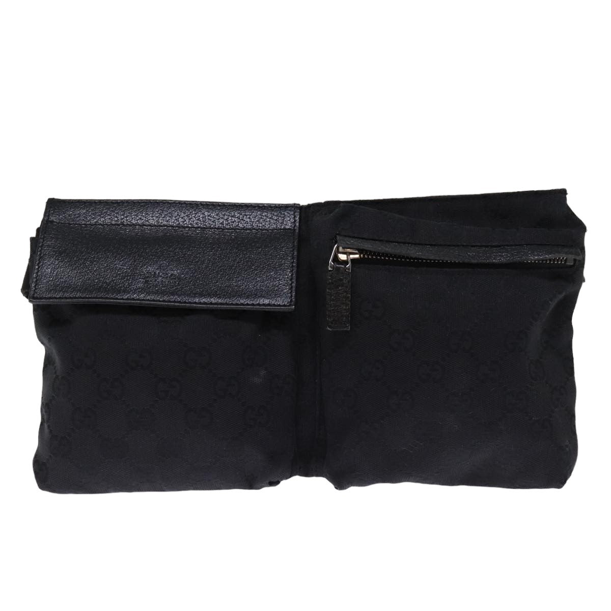 GUCCI GG Canvas Waist bag Black Auth 75886