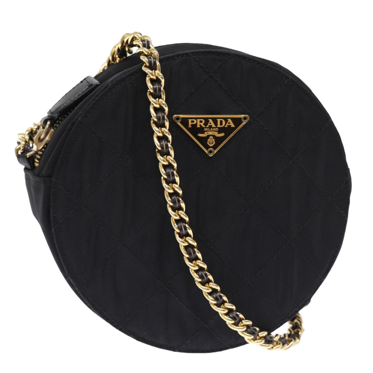 PRADA Chain Shoulder Bag Nylon Black Auth 75887