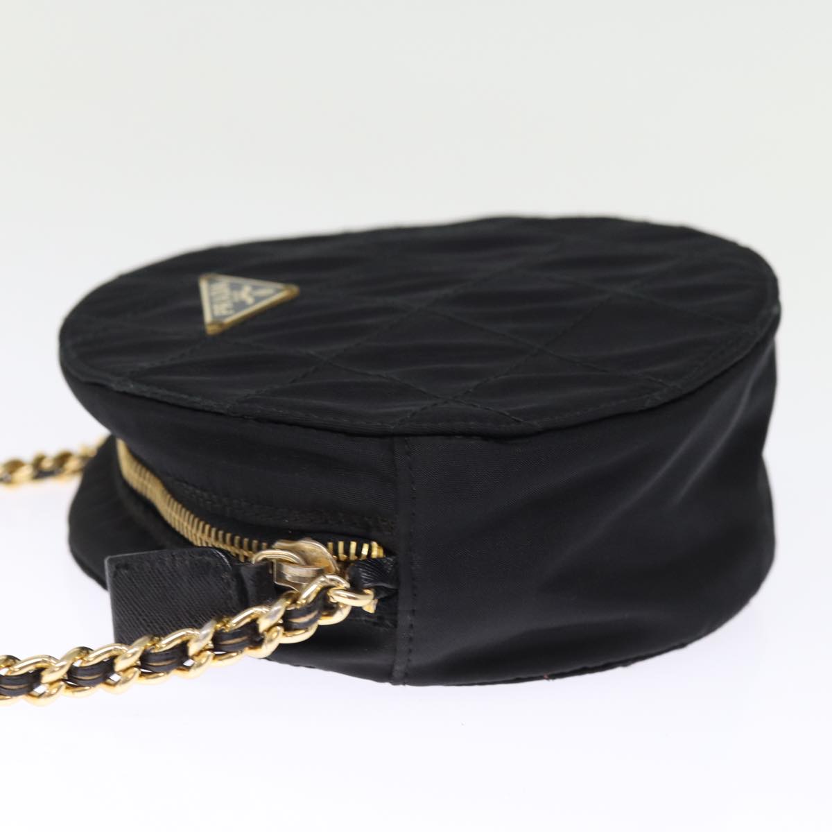 PRADA Chain Shoulder Bag Nylon Black Auth 75887