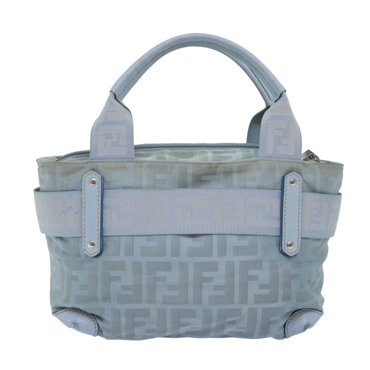 FENDI Zucca Canvas Hand Bag Light Blue Auth 75894