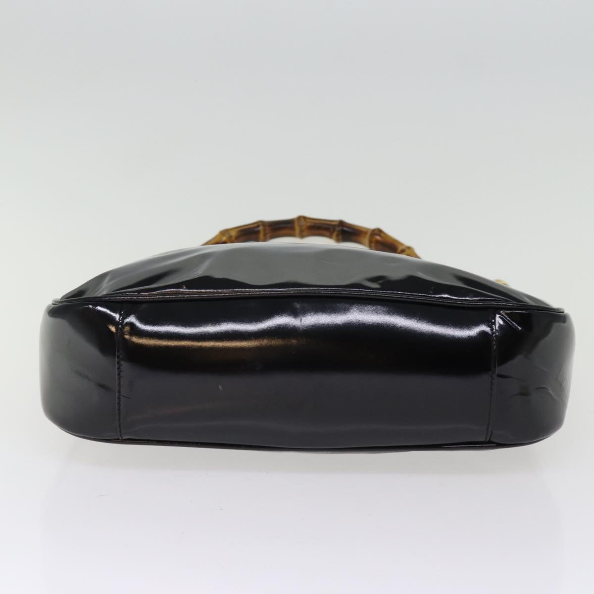 GUCCI Hand Bag Enamel Black 001 1638 2615 Auth 75960