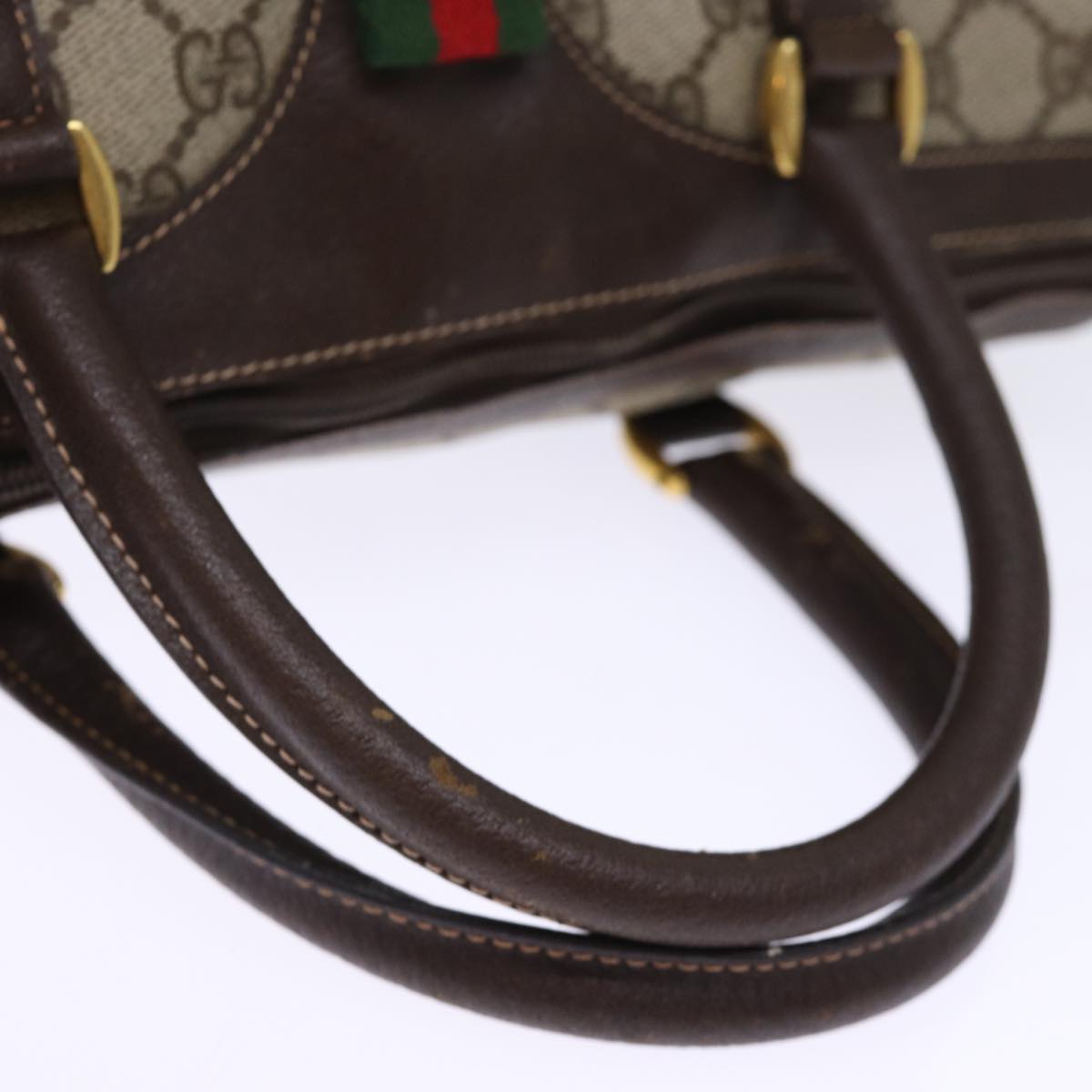 GUCCI GG Supreme Web Sherry Line Boston Bag PVC Beige Red 40 02 007 Auth 75965