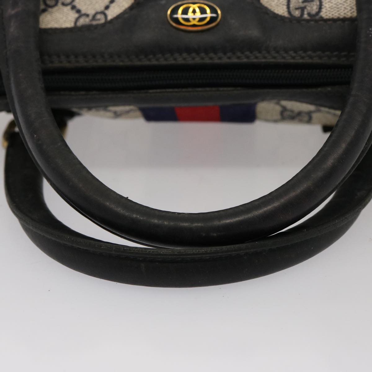 GUCCI GG Supreme Sherry Line Boston Bag PVC Navy Red 37 02 3839 Auth 75966