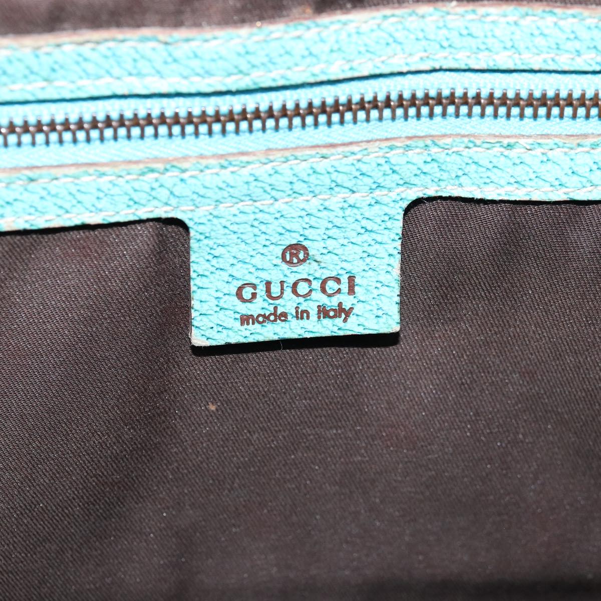 GUCCI GG Canvas Jackie Shoulder Bag Beige Light Blue 124407 Auth 75970