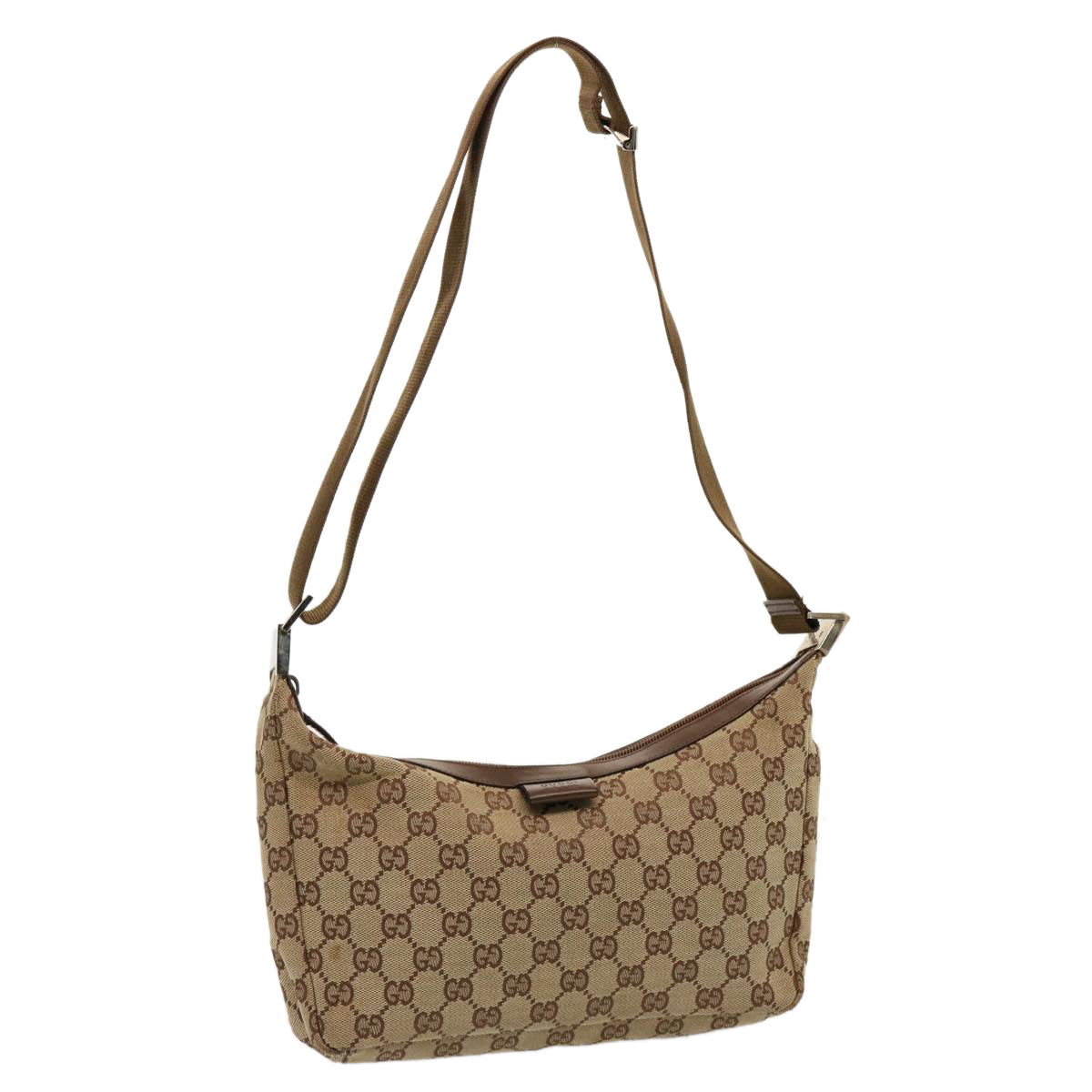 GUCCI GG Canvas Shoulder Bag Beige 35098 Auth 75971